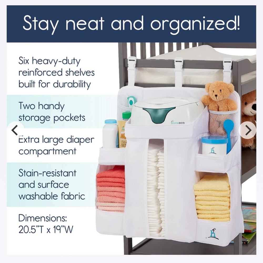 Hiccapop Nursery Organizer and Diaper Caddy -white